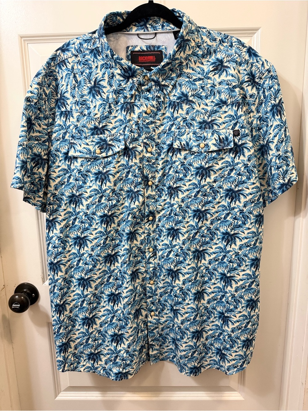 Rock & Roll Denim Men’s XXL Palm Tree Pearl Snap Western Shirt